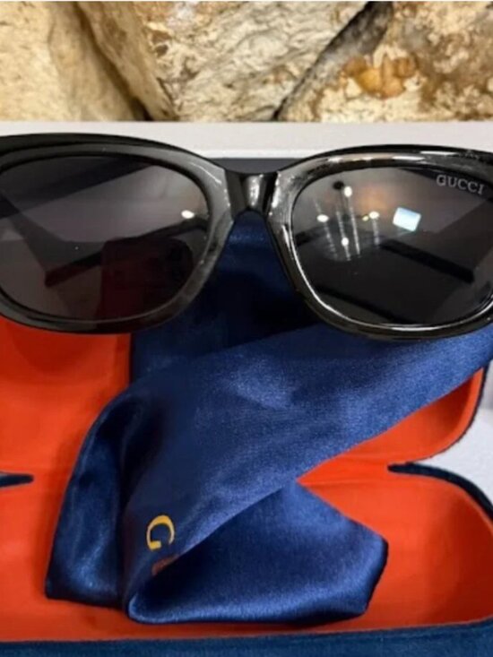 Black Square Sunglasses Gold GG Logo With Case main image 4